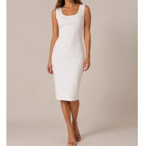 NEW Donna Degnan‎ Ivory Rib Knit Sleeveless Sheath Dress Size 8